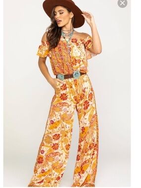 Free People Carmen Print Off The Shoulder Jumpsuit